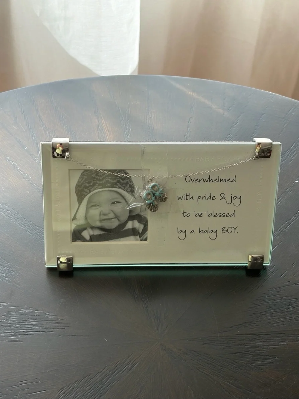 Nordstrom Baby Boy Glass Photo Frame with Silver Bootie Charm
